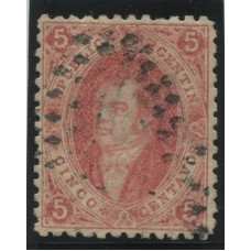 ARGENTINA 1864 GJ 19 RIVADAVIA ESTAMPILLA DE 1ra TIRADA CON MATASELLO PUNTOS DE BUENOS AIRES HERMOSO DENTADO U$ 30